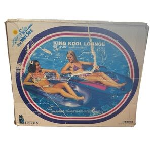 Vintage Wet Seal King Kool Lounge Pool Toy Raft Float The Wet Set 62"×35"